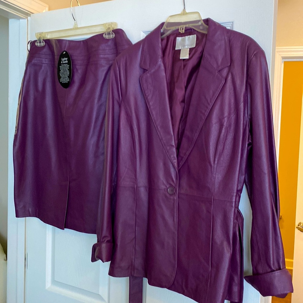 Burgundy leather suit